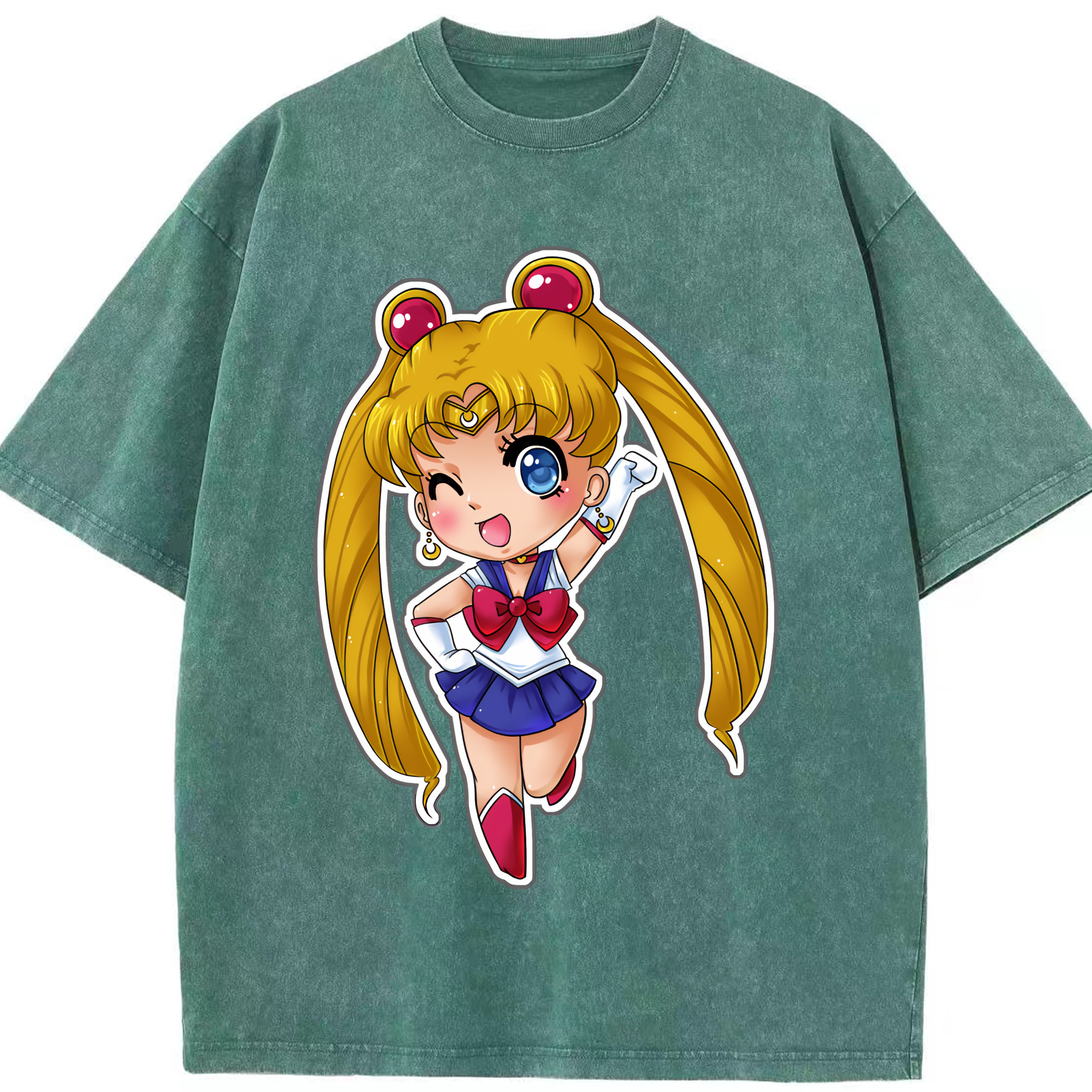 （画像用） 美少女戦士セーラームーン 月野 うさぎ つきの うさぎ Sailor Moon Tsukino Usagi 綿100% ヴィンテージ風 半袖Tシャツ（フロントプリント）